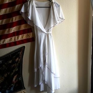 Vtg 70s Angelic White Wrap Dress